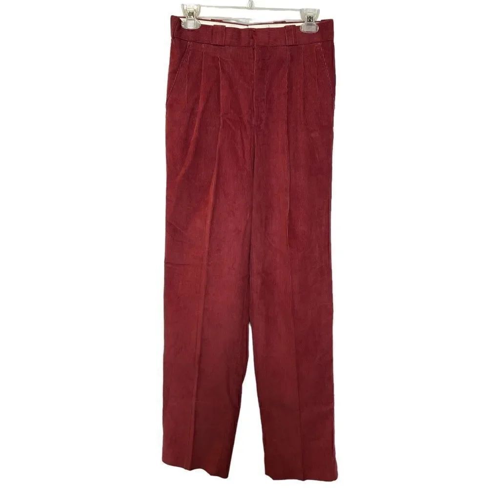 Oleg Cassini Women's Vintage Pleated Corduroy Pants Rose Size 27 X 34